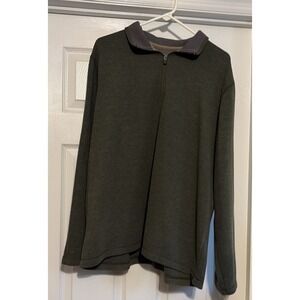 Men's Sweater Quarter Zip 1/4" EDDIE BAUER Size XL, Green Dark Green Sweater